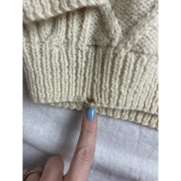 Loft & Brownstone Beige Womens Size S Wool Cable Knit Fisherman Pullover Sweater - Picture 4 of 7